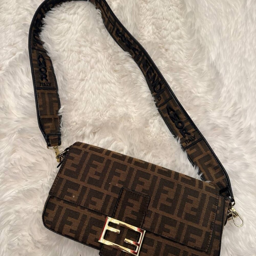 Baguette Brown FF Jacquard Bag